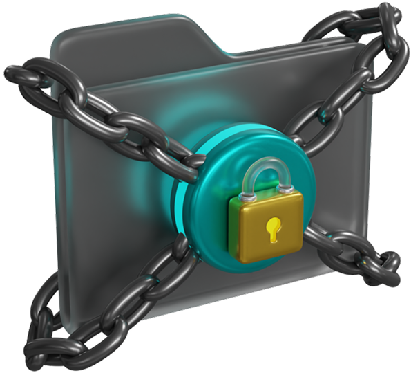 Schloss mit Kette umschlingt Ordner