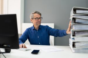 Man goes through files